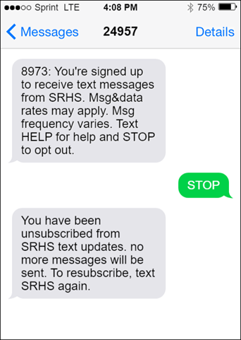Example text message